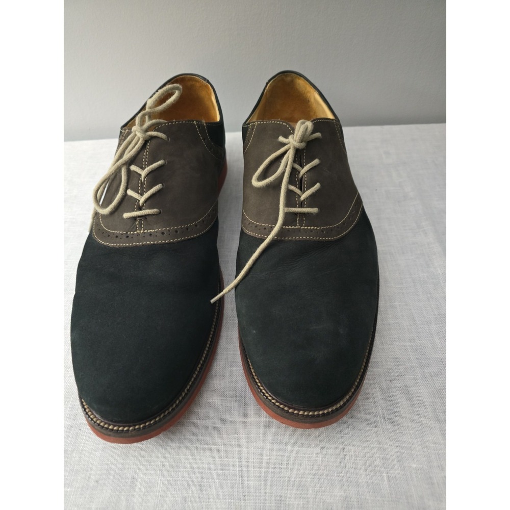 1901 Men's Black & Brown Saddle Shoes In Suede Nubuck Dress Casual Shoes Style